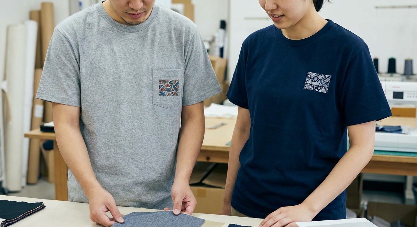 Pocket print vs. left chest print