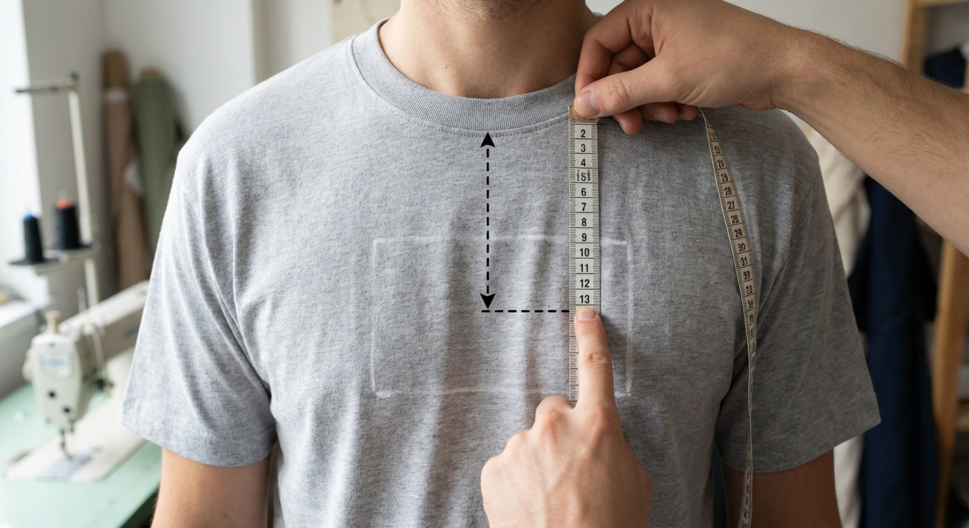 How far down from the collar should the design start?